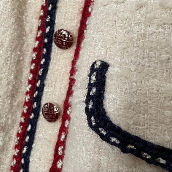 CHANEL 18B WOOL TWEED JACKET 36FR ECRU/ WHITE - Picture 6 of 16
